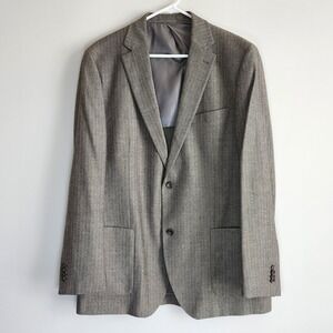 Bellissimo Blazer Mens 44 Tall Herringbone Bamboo Wool Two Button Sport Coat